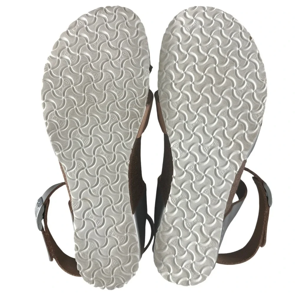 Papillio by Birkenstock LOLA Leather Frosted Metallic Silver EUR 40 US 9-9.5 EUC